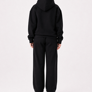 Conjunto de Sudadera con Capucha Oversize Negra y Pantalones Anchos para Mujer, Estilo Minimalista, Holgado, Casual, Ropa Deportiva Urbana - Product Image 3