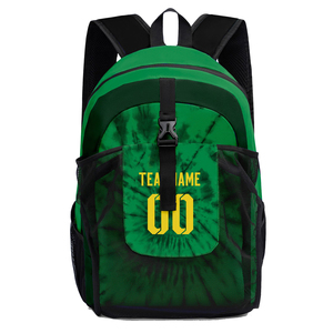 Sac à dos de sport en nylon tie-dye vert et noir personnalisé CLASSICAL TRENDS 30-40L avec poches en filet, design nom et numéro d'équipe, modèle Jz-612 - Product Image 6