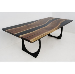Table de salon en bois massif à bords naturels et résine époxy, faite à la main, de luxe, pour décoration intérieure personnalisée - Product Image 6