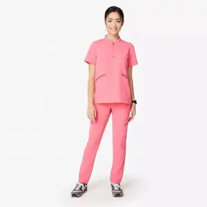 Tuta esclusiva Scrub elasticizzato uniforme medica donna infermiera set hospital Lab uomo tessuto di cotone tuta Scrub medico Unisex