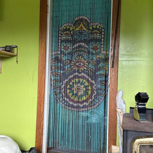 Bamboo Beaded Wedding Curtain Handmade Customizable Bohemian Hamsa Design Vertical Blinds Blackout Eco-Friendly Decorative Door - Product Image 5