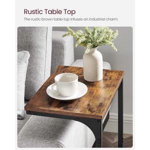End <b>Table</b> Set for <b>Sofa</b> Rustic Brown Black Metal Frame <b>Small</b> TV Tray for Living Room Bedroom - Product Image 5