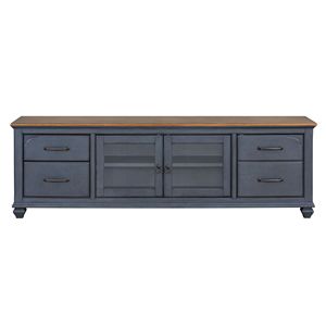 Supporto TV Bridgevine Home Americana da 84 pollici senza montaggio blu velluto a coste per TV fino a 90 pollici - Product Image 1