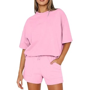 Stylish Cotton Summer 2 Piece <b>Set</b> Women Custom Printed Lace Logo Above Knee Shorts Shirt High Quality Breathable <b>Sets</b> - Product Image 4
