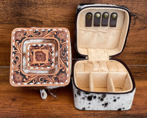 Caja de joyería de gran tamaño de cuero de vaca personalizada de lujo, caja de joyería de gran tamaño, pulsera, anillo, pendiente, collar, cajas de joyería de cuero de vaca para mujer - Product Image 2