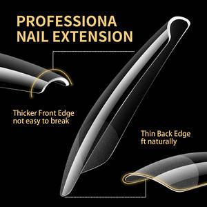 Pointes d'ongles en ABS pour nail art, couvrantes, semi-mates, transparentes, à motifs, sans couture, en gros, en boîte, 480 pièces - Product Image 3