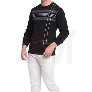 Suéter de Punto Negro para Hombre, Cuello Redondo, Diseño a Rayas, Corte Regular, Casual, Otoño, Diseños Personalizados, Gran Venta - Product Image 5