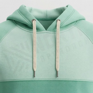 Men's <b>Mint</b> <b>Green</b> Hooded Tracksuit Full Length Solid Color Casual Sportswear With Drawstring And Side Pockets - Product Image 4