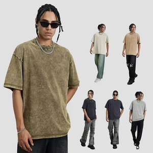 เสื้อยืดทรงโอเวอร์ไซส์สไตล์เรโทร ยูนิเซ็กส์ ผ้าคอตตอน ทรงบ็อกซี่ ฟอกสีแบบแอซิดวอช คุณภาพพรีเมียม ไหล่ตก สไตล์ลำลอง แฟชั่นสตรีทแวร์ - Product Image 1