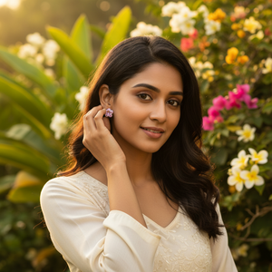 Pendientes de plata de ley 925 con forma de flor rosa, joyería de piedras preciosas para mujeres y niñas, para usar en fiestas de boda y otras ocasiones - Product Image 5