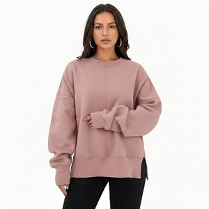 Sudaderas Premium de Cuello Redondo para Mujer, Oversize, de Algodón Grueso, Estilo Casual Urbano, Fabricante de Marca Privada, MOQ Bajo, Sudaderas con Capucha - Product Image 1