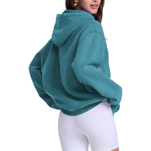 Sudadera con capucha para hombre azul verde azulado con lavado ácido y mineral, estilo vintage, oversize, streetwear, de forro polar, con hombros caídos - Product Image 3