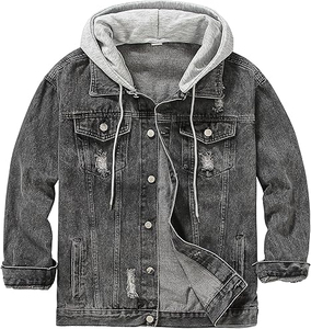 Sudadera con Capucha de Invierno para Hombre, de Mezclilla Gruesa, Estilo Vintage, Transpirable, con Logotipo Personalizado, Talla Grande, Venta al Por Mayor, Alta Calidad - Product Image 1