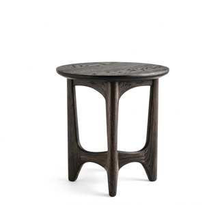 Turkish Design <b>Vintage</b> Dark Finish Round Wooden <b>Side</b> <b>Table</b> with Arched Legs for Living Room Home Furniture - Product Image 3