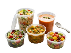 Durable Food Grade Plastic Leak Proof Deli <b>Soup</b> <b>Containers</b> Multiple Sizes 8oz to 32oz Takeout Bowls and Cups with Secure Lids - Product Image 4