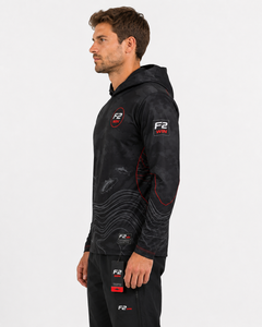 Sweat à capuche de pêche unisexe F2 WIN noir à imprimé animal par sublimation, séchage rapide, UPF 50, veste pull 100% polyester personnalisable - Product Image 2