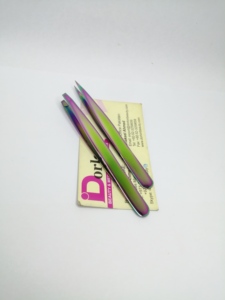 Pince à épiler sourcils pour épilation, avec impression de logo personnalisé, arc-en-ciel, pour poils du visage et élimination des éclats, de précision, biseautée et pointue - Product Image 2
