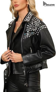 Nueva Chaqueta Acolchada de Invierno de Piel de Cordero Genuina de Primera Calidad para Mujer con Cuello Alto, Estilo HIGH STREET, con Cierre y Forro para Hombre - Product Image 4