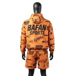 Ensemble short et coupe-vent pour homme en tissu polyester doux et respirant, noir, avec logo personnalisé, grandes tailles - Product Image 2