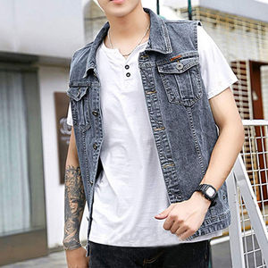 เสื้อกั๊กผ้าเดนิมสำหรับผู้ชาย ดีไซน์มืออาชีพ ผลิตในปากีสถาน เสื้อคลุมลำลองสำหรับฤดูหนาว คุณภาพดีที่สุด มีกระเป๋าหน้า พร้อมระบบทำความร้อน - Product Image 3