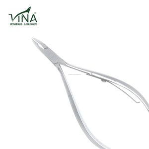Coupe-cuticules professionnel VNC-18 Vina OEM Pointe carrée en acier au carbone blanc mat Ressort unique pour les experts en nettoyage des ongles - Product Image 1