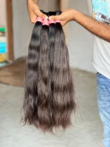 Cheveux humains indiens bruts en vrac, trame simple, cheveux Remy, double tirage, couleur noir naturel, emballage rose - Product Image 3