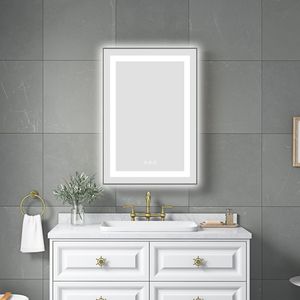 Specchio LED da Bagno 20 X 32 Pollici con Illuminazione Frontale e Posteriore, Montaggio a Parete, Cornice in Alluminio, Antiappannamento, Memoria 3 - Product Image 1