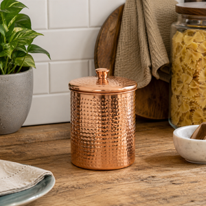 Modern Style Hammered Copper Canister Set with Lid, <b>Kitchen</b> <b>Storage</b> Containers <b>for</b> Tea Coffee Sugar, Decorative Copper <b>Jars</b> - Product Image 4