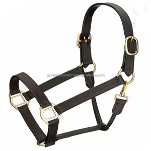 Licou cheval en cuir ordinaire marron personnalisé avec double couture et rembourrage en cuir durable matériel en laiton cheval licou en cuir - Product Image 4