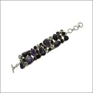Exceptional Handmade 925 <b>Silver</b> Multistone <b>Bracelet</b> Colorless Gemstone Fashion <b>Bangle</b> - Product Image 1