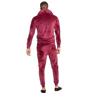 2025 dernier hiver velours pantalon de survêtement ensemble hommes à capuche avec brodé deux pièces velours survêtements solide motif poche conception - Product Image 3