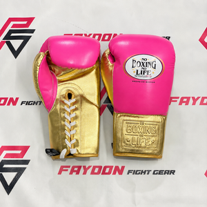 NO BOXING NO LIFE Blue Golden Lace Up Adjustable Hook & Loop Boxing <b>Gloves</b> Adult Fight Gear Real Cowhide Leather Unisex <b>Gloves</b> - Product Image 6