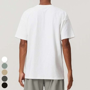 T-shirt décontracté en coton uni surdimensionné pour homme, manches courtes, col rond, respirant, couleur unie, jersey - Product Image 6