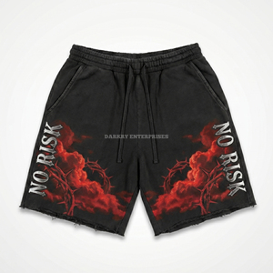 Ensemble t-shirt et short pour homme style punk, imprimé crâne noir, col rond, tenue streetwear d'été - Product Image 4