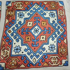 Handmade Silk Thread Embroidered Cushion <b>Cover</b> Square Geometric Bohemian Design Home Decor Intricate Pattern Zip Closure - Product Image 1