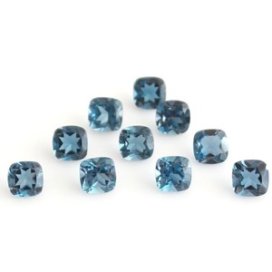 Topacio azul natural de Londres de 6 mm, corte cojín, topacio azul calibrado, piedra preciosa suelta facetada, cuentas para la fabricación de joyas y collares. - Product Image 2