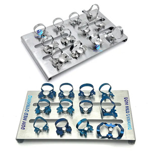 Juego de 13 pinzas de goma dental de acero inoxidable con revestimiento de color, pinzas de aislamiento endodóntico, kit profesional de restauración dental. - Product Image 1