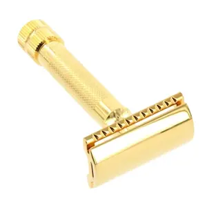 Mens Steel Classic Safety Razor Double Edge Blades Vintage Classic Double Edge Safety Razor Gold Plated Twin Blade Face Male