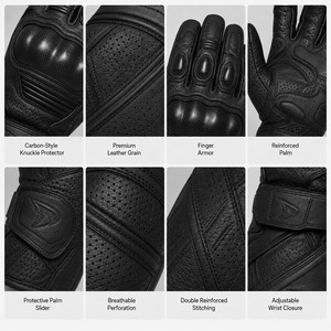 Gants de course en cuir à doigts entiers avec protection de la paume et sangle de poignet réglable pour la conduite, unisexe - Product Image 5