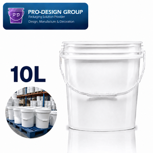 10L Plastic Pail with Handle and Flat Lid for Industrial Storage, Leak-Proof Round Container - Product Image 1