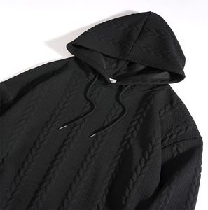 Ensemble de survêtement décontracté pour homme en molleton épais et chaud, 2 pièces, avec sweat à capuche et pantalon de jogging en tricot torsadé pour l'hiver - Product Image 1