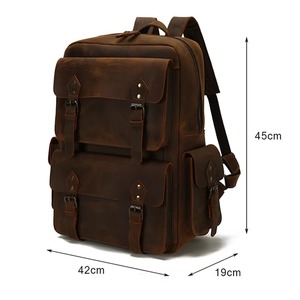 Water Resistant Genuine Leather Laptop <b>Backpack</b> Anti-Theft Vintage Travel Rucksack Leather Bag LBP-0457 - Product Image 4
