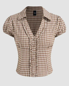 Camisetas de verano para mujer, estilo europeo y americano, ajustadas, cortas, informales, de punto, con hombros descubiertos. - Product Image 3
