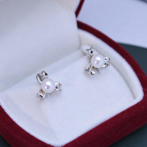 Pendientes de Plata de Ley S925 con Perlas de Agua Dulce de 6-7 mm, Blancas, de Luz Intensa, Casi Impecables, Estilo Circular Simple para Mujer - Product Image 2