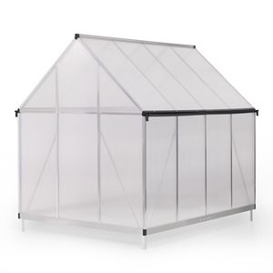 6x8 FT Polycarbonate Garden Greenhouse with Hinged Door Walk Outdoor <b>Vent</b> <b>Window</b> Rain Gutter & Heavy Duty Aluminum Ho - Product Image 1