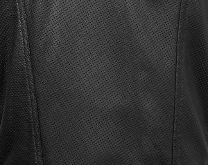 Gilet de moto vintage en cuir véritable noir pour homme, col en V, fermeture boutonnée, respirant, vêtement d'extérieur d'automne, côtés ajustables à lacets - Product Image 4