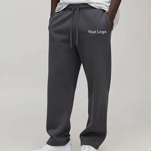 Pantalones de chándal de algodón 100% para hombre, al por mayor, casuales, rectos, de felpa, con efecto desgastado 3D para estampado. - Product Image 4