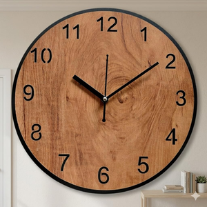 Horloge murale en bois pour salon et bureau, horloge décorative en bois rustique faite à la main, décoration intérieure - Product Image 3