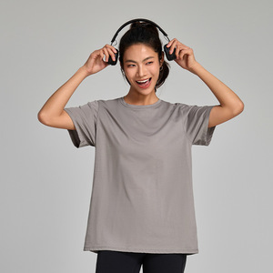 Camiseta de Mujer He She Wears, Color Gris Oscuro, Cuello Redondo, Manga Corta, Corte Holgado, 100% Algodón Jersey, Casual, Transpirable, Bordada, para Primavera - Product Image 3