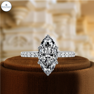 Bague en diamant cultivé en laboratoire certifié IGI, bague de fiançailles halo caché marquise 1 carat, bague en or jaune 14 carats, bague de mariage solitaire - Product Image 2